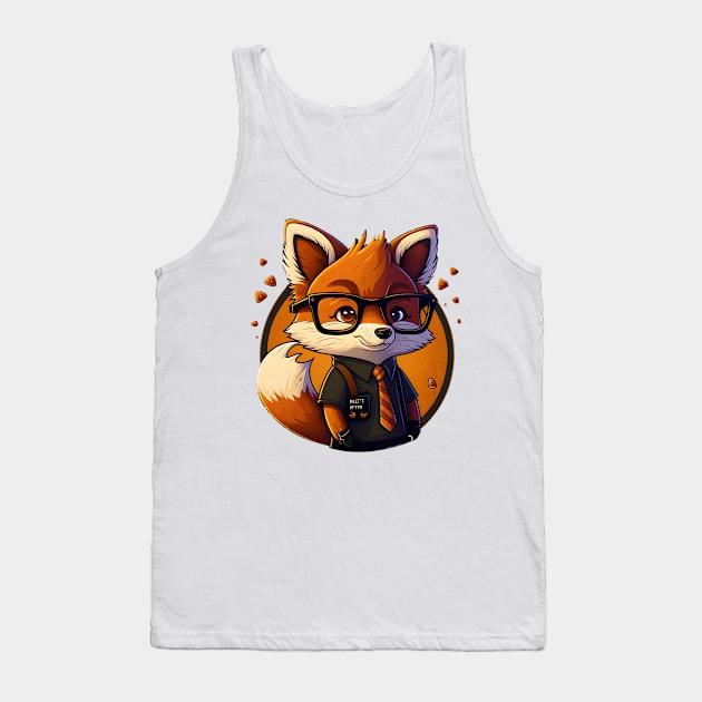 Smart cute cartoon fox with glasses Tank Top by MLArtifex